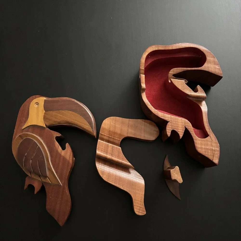 Wood‎ Bird Toucan Parrot Puzzle Hidden Storage Box